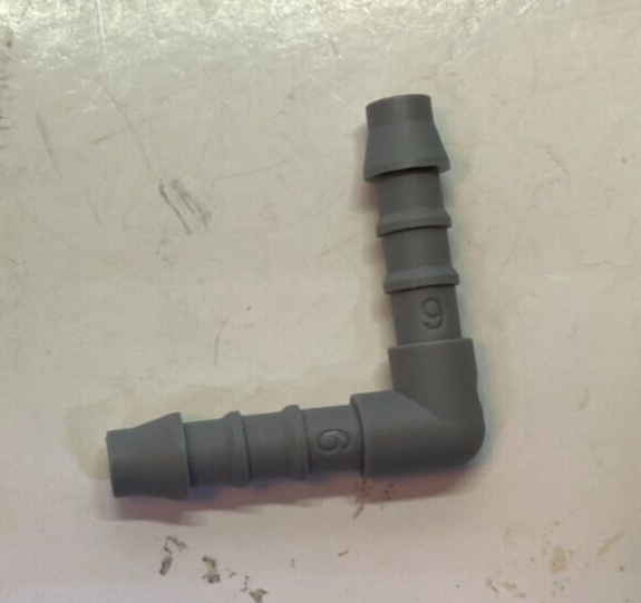 Lot of 10 1/4" Hose Barb Elbow Fittings - 90 Degree - Acetal Plastic - 1/4" Barb