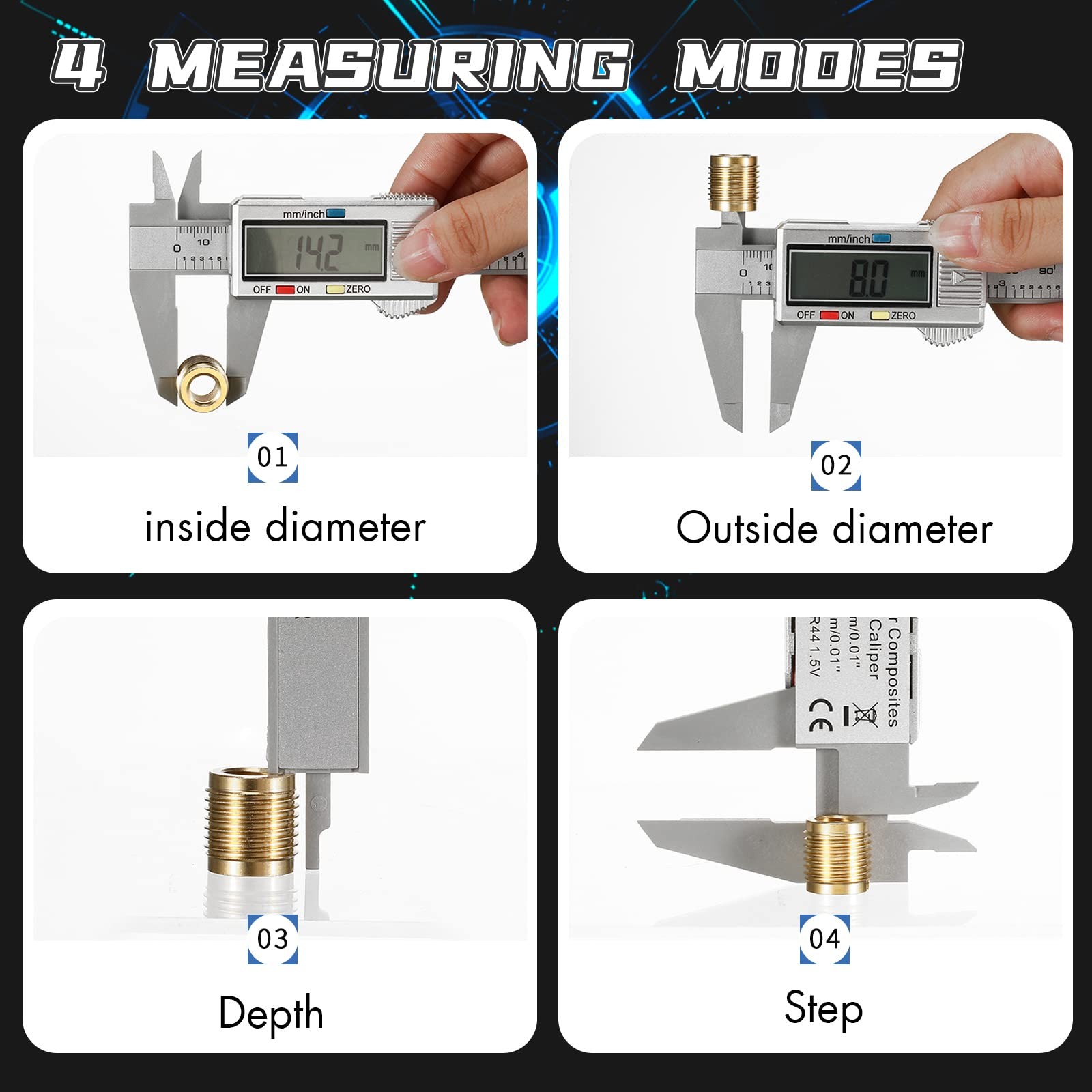 Electronic Digital Caliper, LCD | 0 to 6 inch inch/mm Conversion, Automatic S...