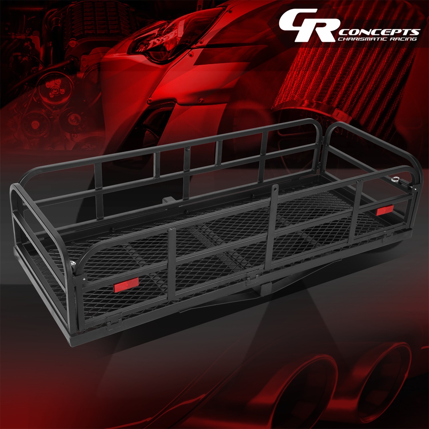 Collapsible Mild Steel 2" Receiver Tow Hitch Cargo Rack Carrier Basket+Pin& Clip