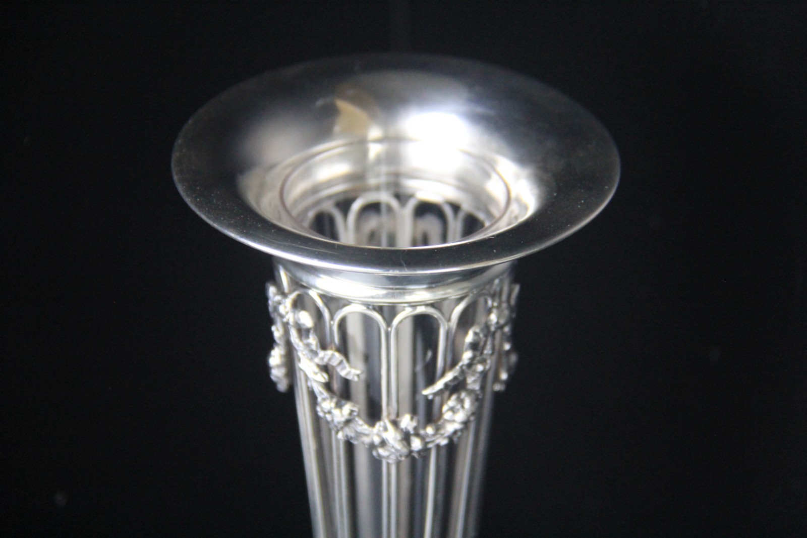 1907 J.B & Co. Birmingham Weighted Sterling Silver Vase with Glass Liner w/ Mono