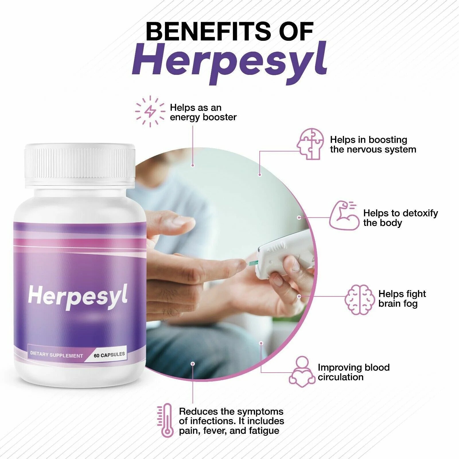 Herpesyl Pills Capsules Supplement Tablets Purple Bottle