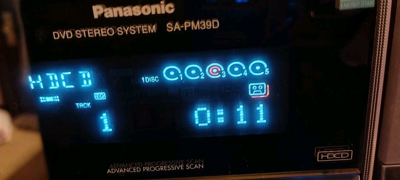 Panasonic SA-PM39D 5 Disc Changer Hybrid CD DVD Cassette Stereo Tape Player.