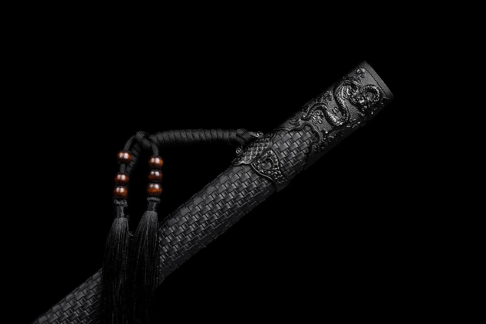 Full Tang 9260 Spring Steel Black Dragon Ninja Sword Japanese Straight Ninjato