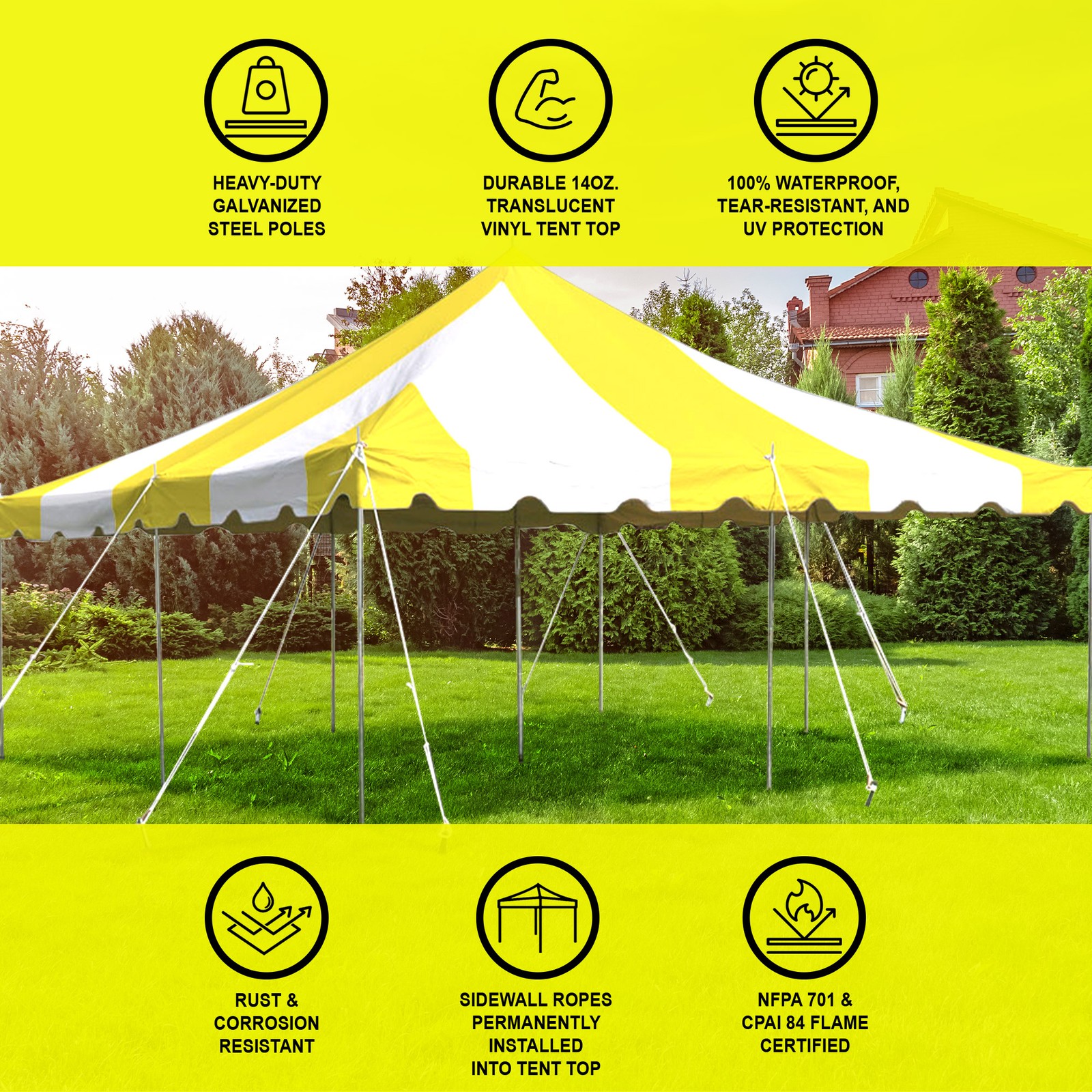 Weekender Pole Tent 20x20 Yellow Canopy Event Wedding Party Backyard Gazebo