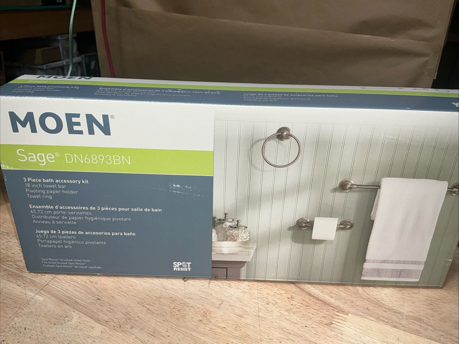 Moen Sage DN6893 3-Piece Bathroom Set Towel Bar Towel Ring TP brushed nickel