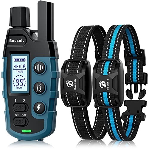 Rechargeable Waterproof Dog Shock Collar for 2 Dogs, 3300ft Range, Beep/Vibratio
