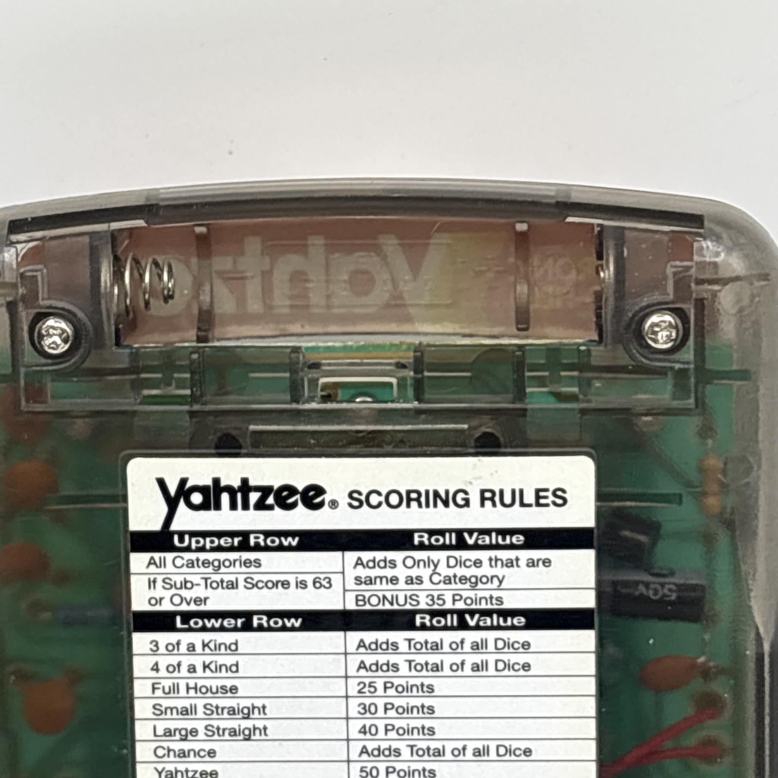 1995 Electronic Handheld Yahtzee Game Clear Smoke MB Milton Bradley 4511 TESTED