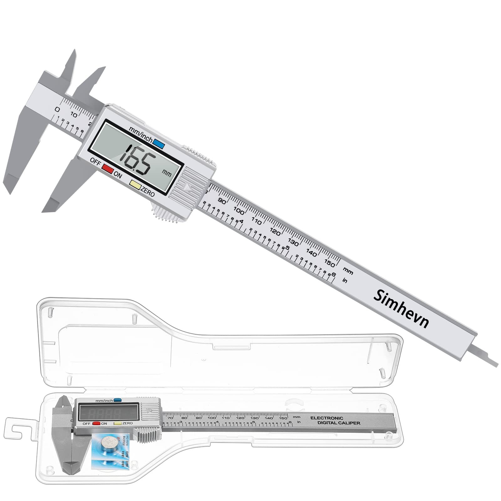 Electronic Digital Caliper, LCD | 0 to 6 inch inch/mm Conversion, Automatic S...