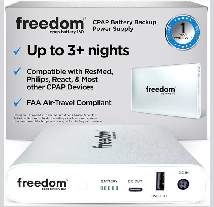 Freedom CPAP Battery 160Wh Rechargeable Portable Backup for Travel Camping