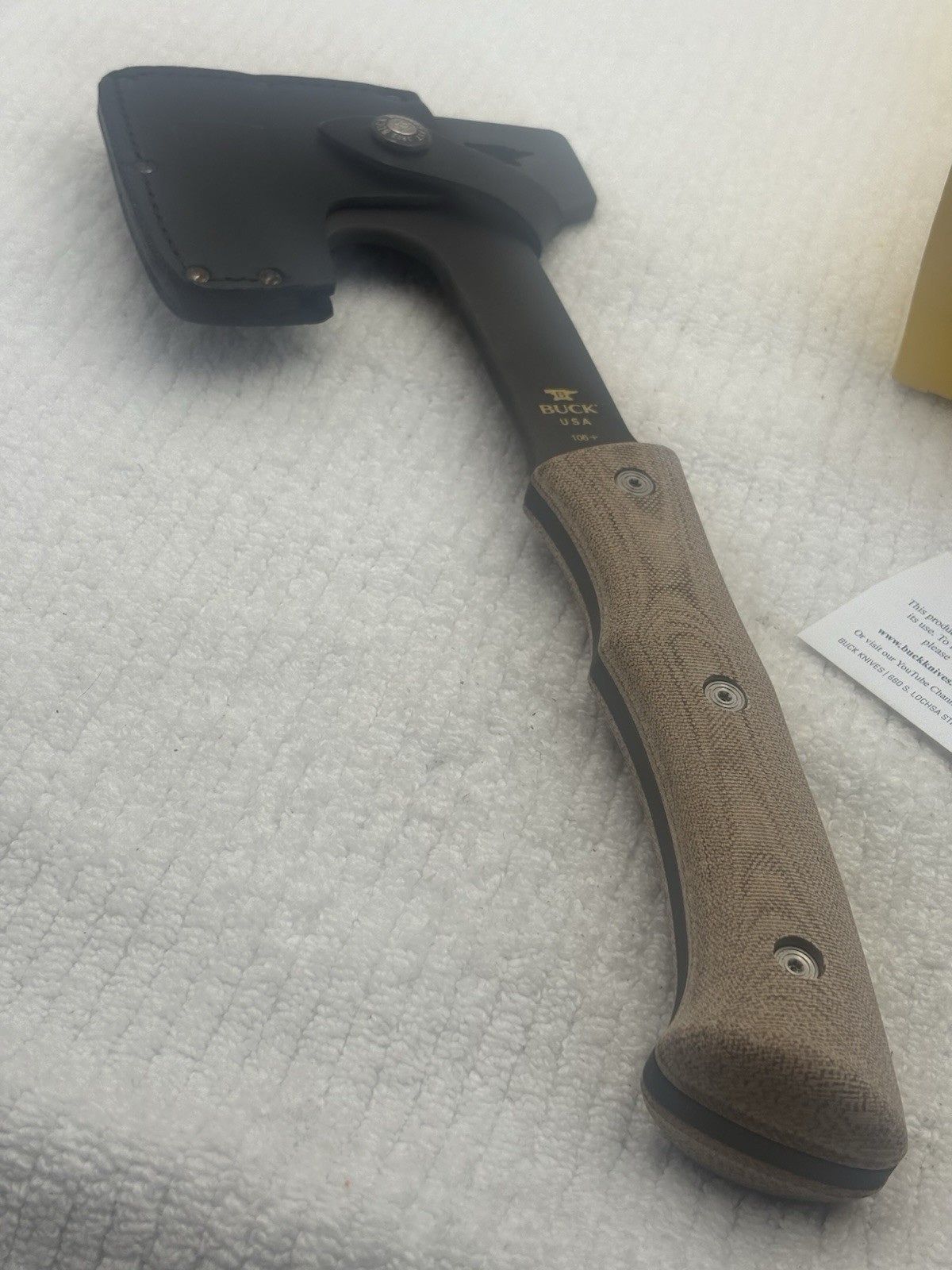 Buck 0106BRS1-B Compadre Axe With Leather Sheath NIB Made In USA Discontinued