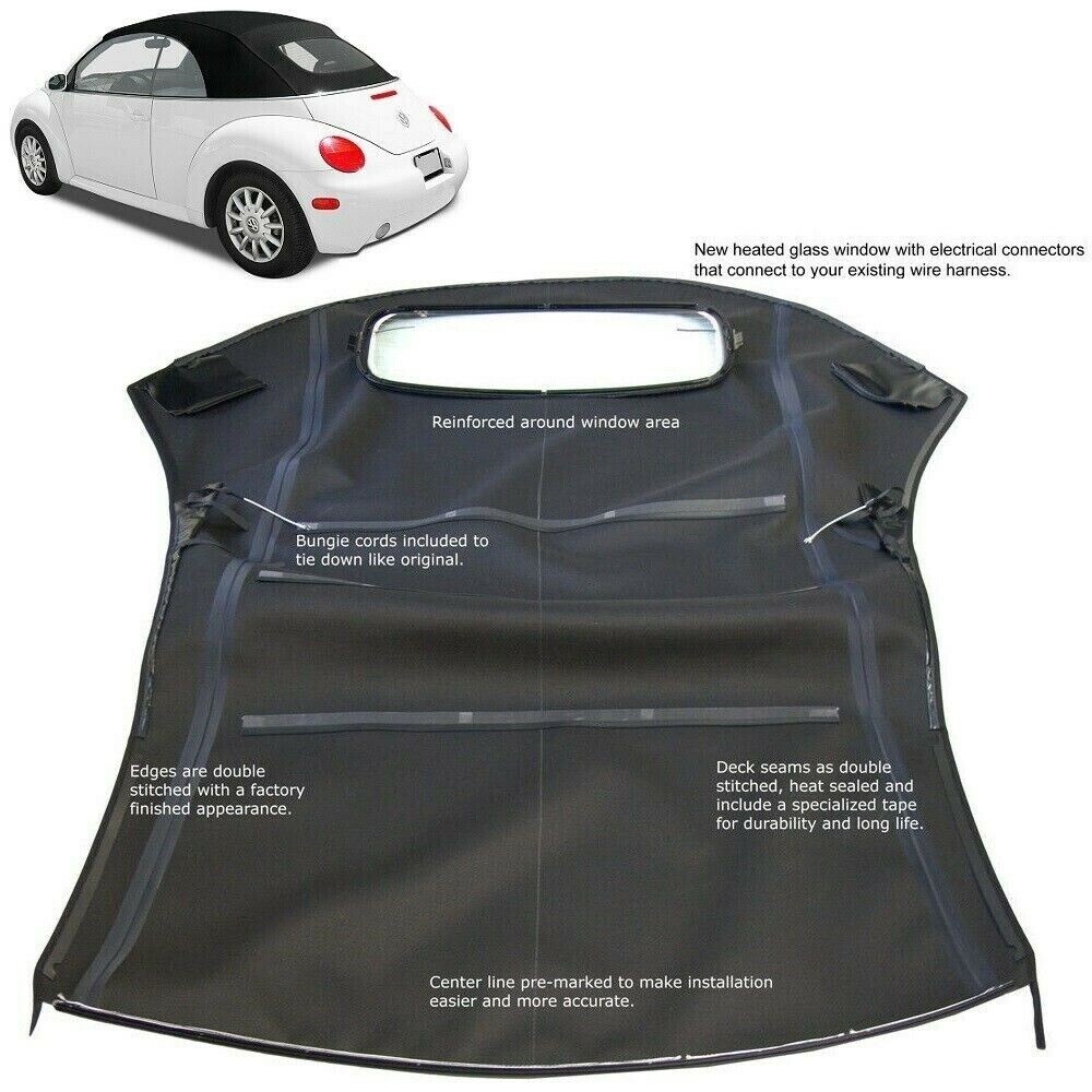 Convertible Soft Top Fits 2003-2010 Volkswagen VW Beetle w/DOT Window, TOPFAST