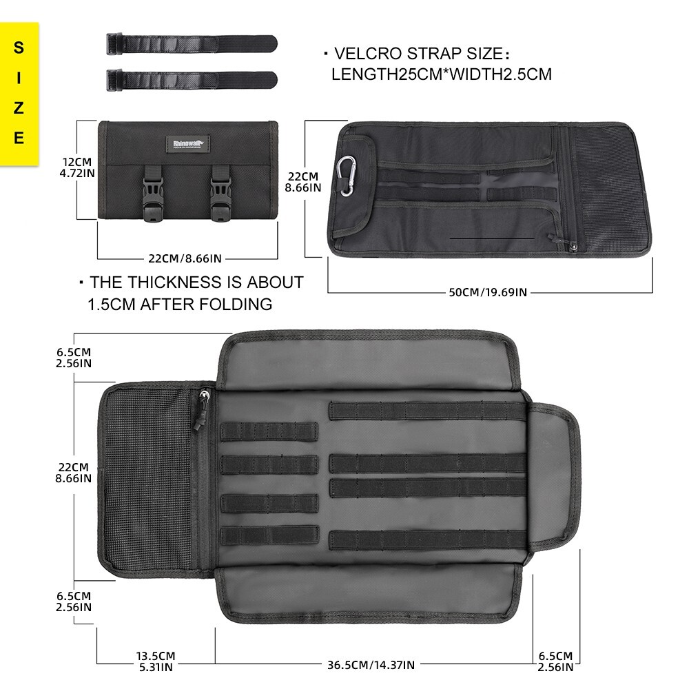 Rhinowalk Motorcycle Tool Bag Portable Pouch Outdoor Repair Tool Roll Pack