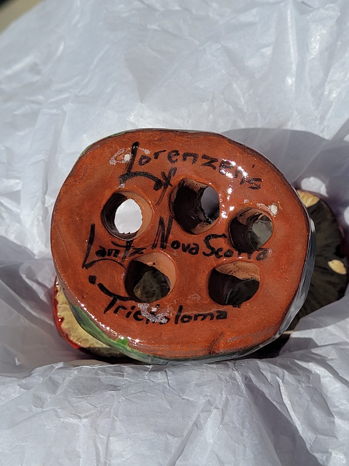 Rare Vintage Early Lorenzen Lantz Nova Scotia Clay Gloss Red Mushroom Tricholoma