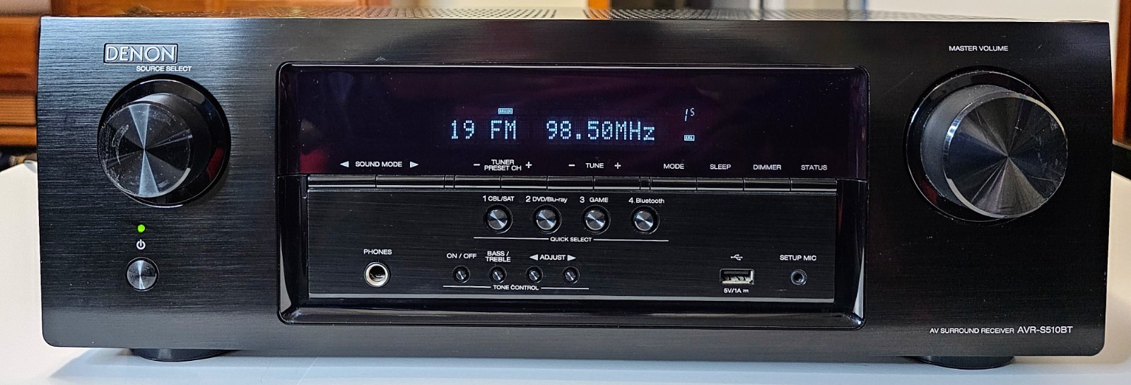 Denon AVR-S510BT 5.2 Ch AV Receiver Bluetooth 4K HDMI Home Theater No Remote