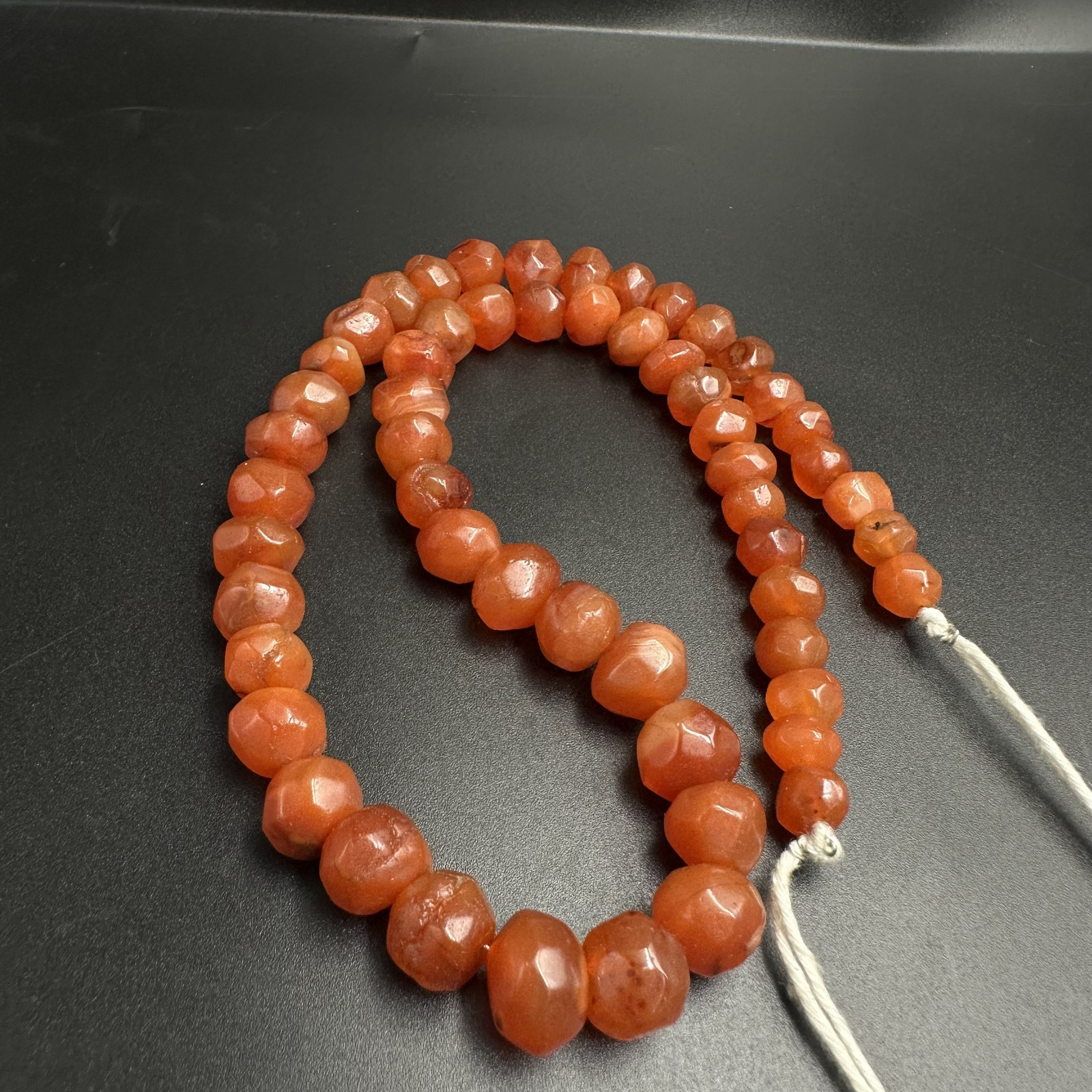Vintage Himalayan Tibetan Carnelian Faceted Agate Beads Necklace