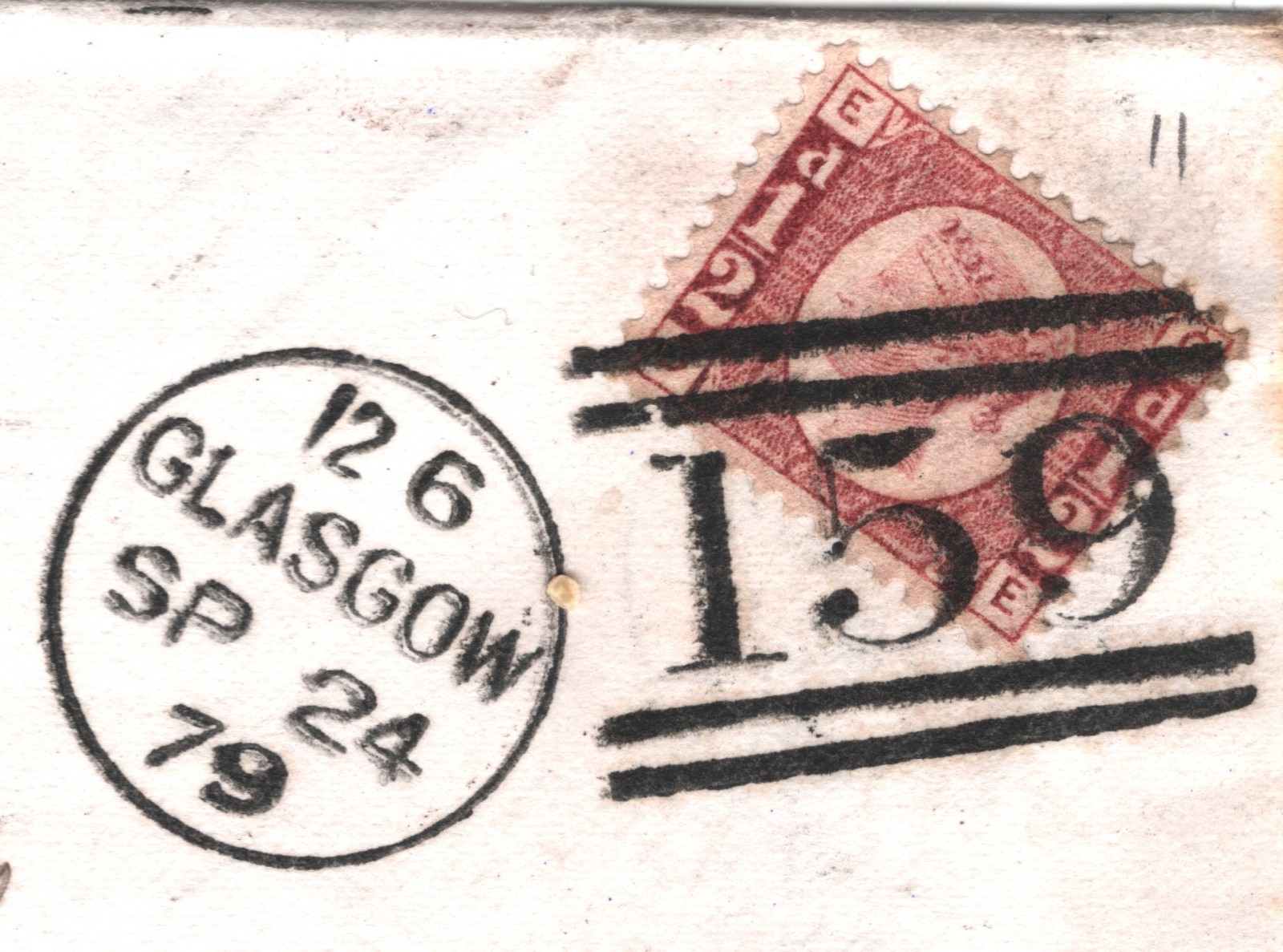 GB QV BANTAM ½d Plate 11 (EE) HALFPENNY Cover Glasgow 1879 Duplex {samwells}XB42