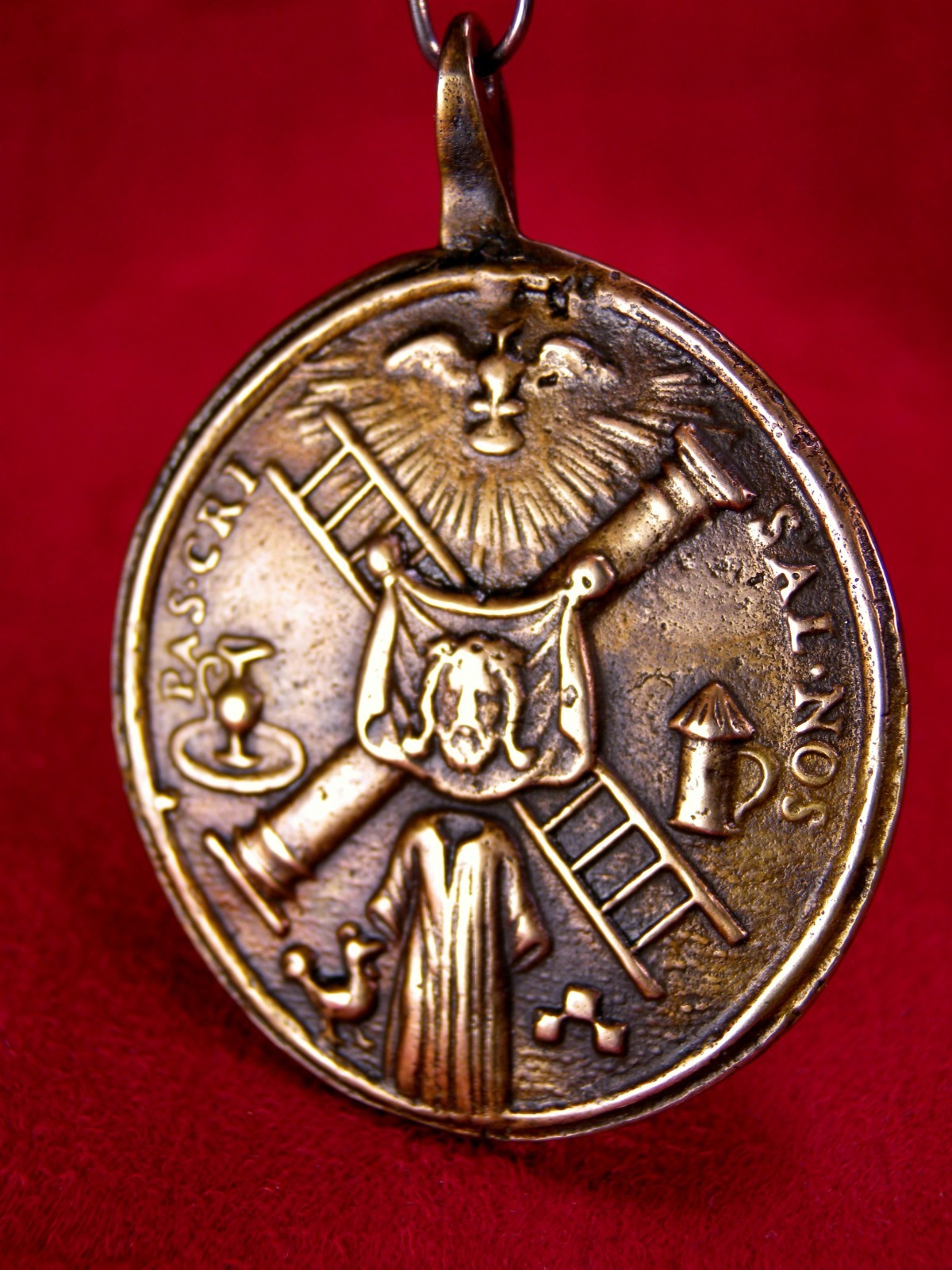 Antique 18th Century Veil of Veronica Holy Spirit Christ Passion Symbols Medal