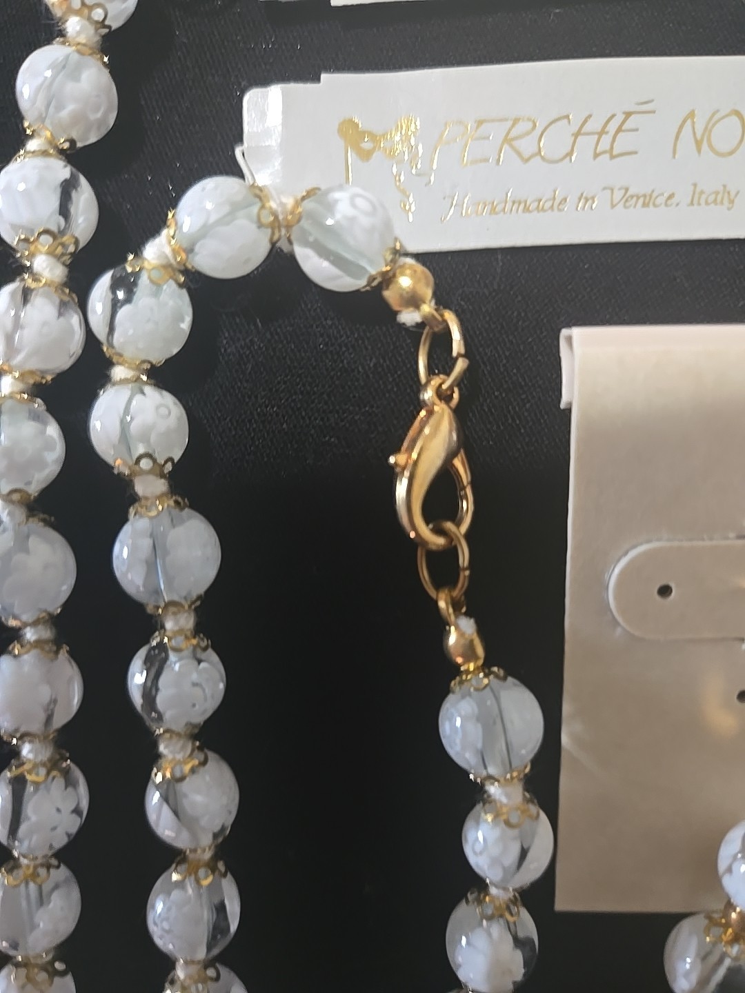 Perche No Handmade In Italy Venetian Glass Beads Necklace,Braclet&Earings Set