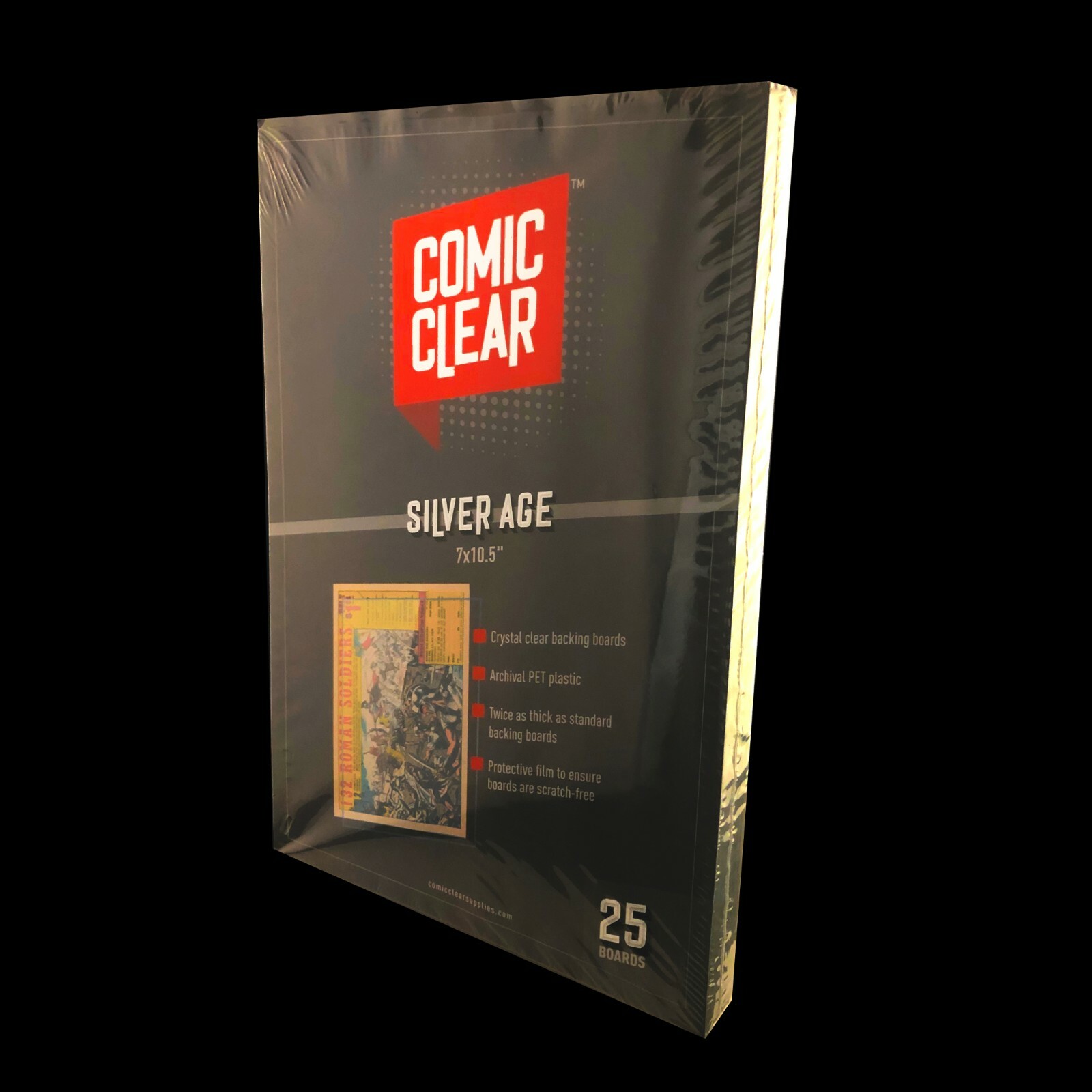 25-pack of Crystal-Clear Comic Clear Backing Boards - Silver Age Size