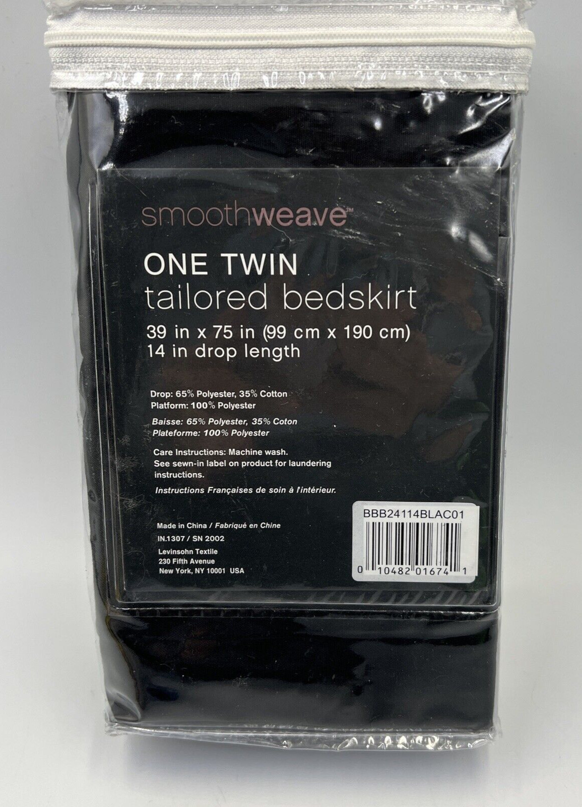 Smoothweave Twin Tailored Bedskirt Black 14" Drop Length