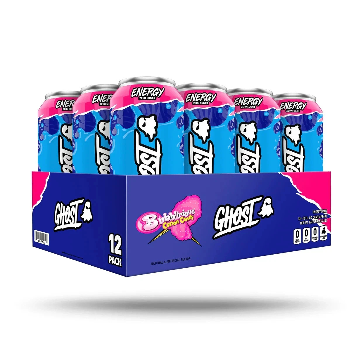 Limited Ghost Energy Drink Cotton Candy Bubblicious 12pack 16oz