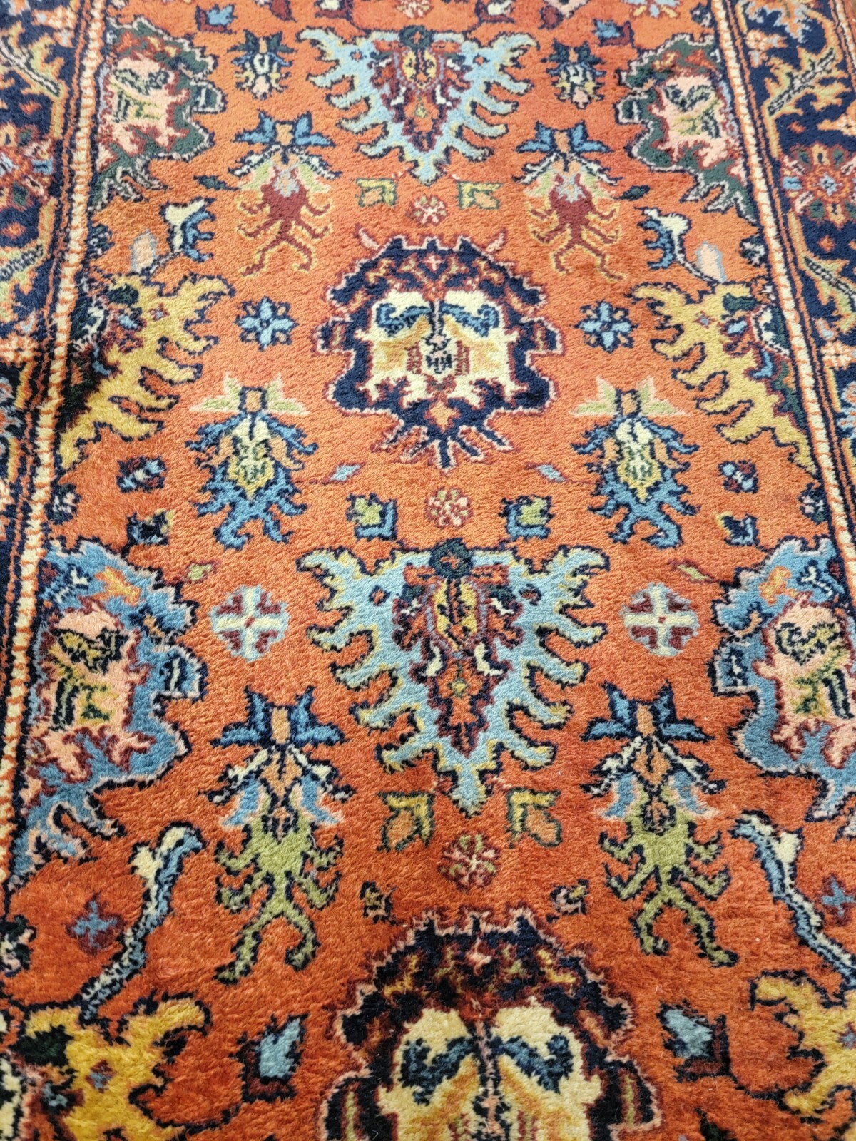 2'8×10ft Hand Knotted 100% Pure Wool Herize Design Runner Vintage Rub