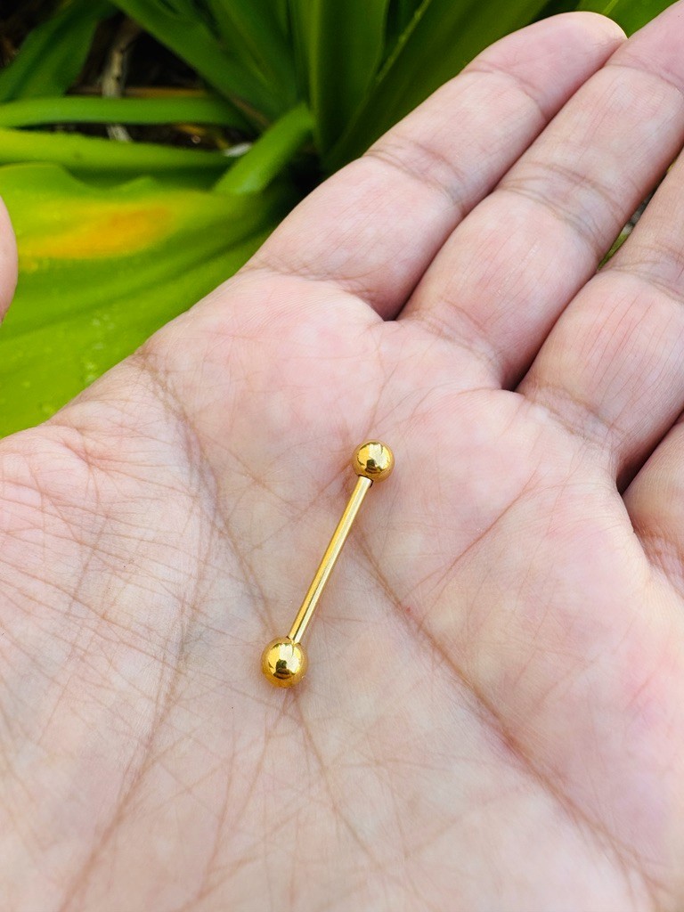 Straight Barbell Tongue Nipple Ring 14K Gold Yellow Rose White 14G Piercing
