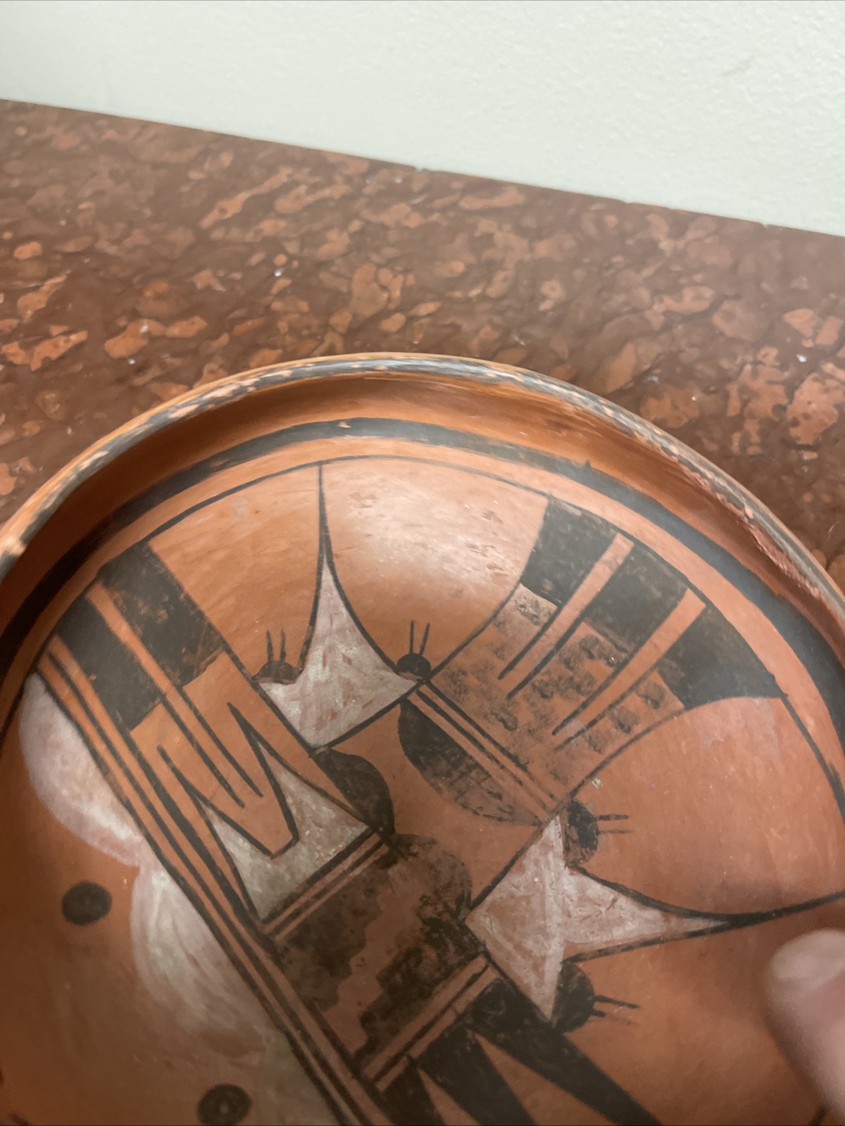 Nampeyo Hopi black and white on red pottery bowl.
