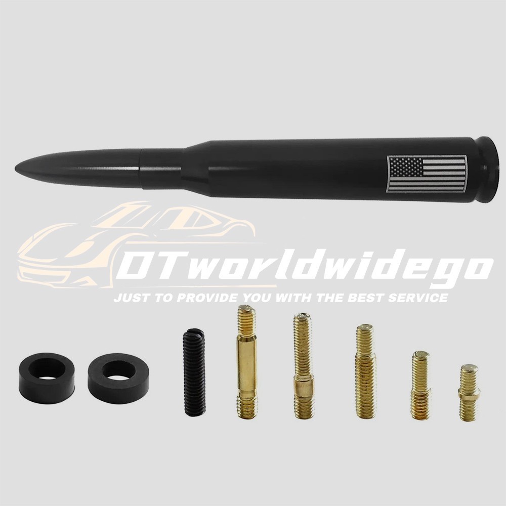 BLACK SHORT US Flag BULLET ANTENNA 50 CAL AM/FM FOR TACOMA TUNDRA 4RUNNER TRUCKS