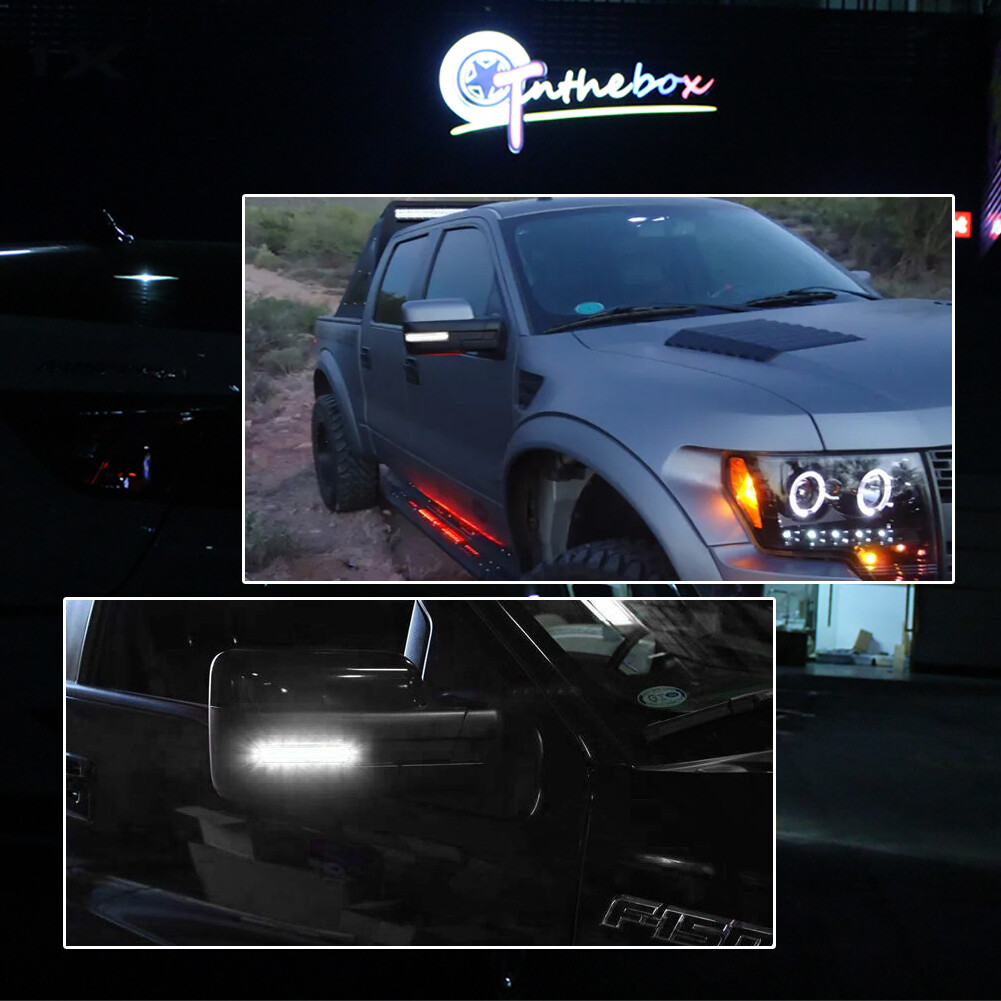 2X White LED Side Mirror Lamp Turn Signal Lights For 2009-2014 Ford F-150 Clear