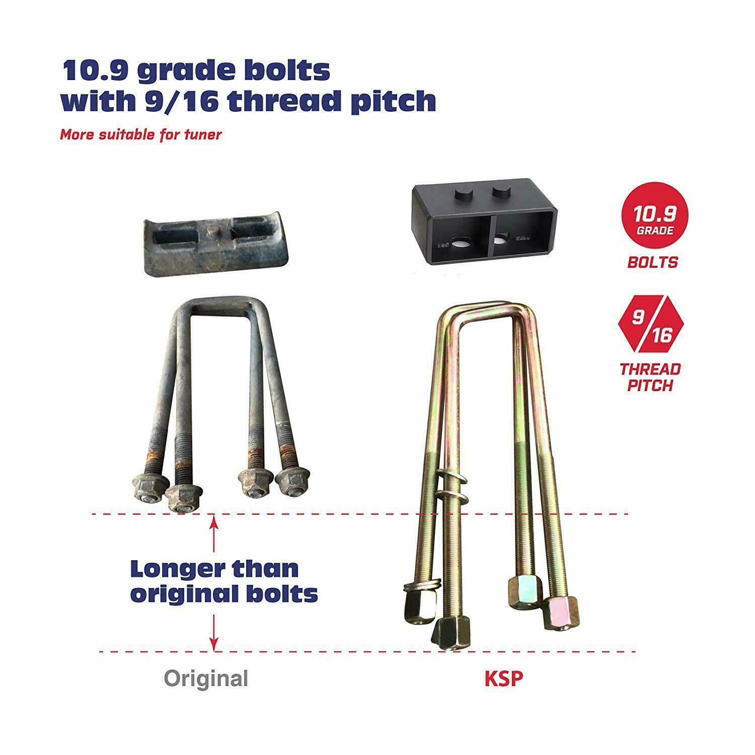 11.5" Square U Bolts Extra Long 2.5" wide 9/16" Ubolt w Hardware for GMC Chevy