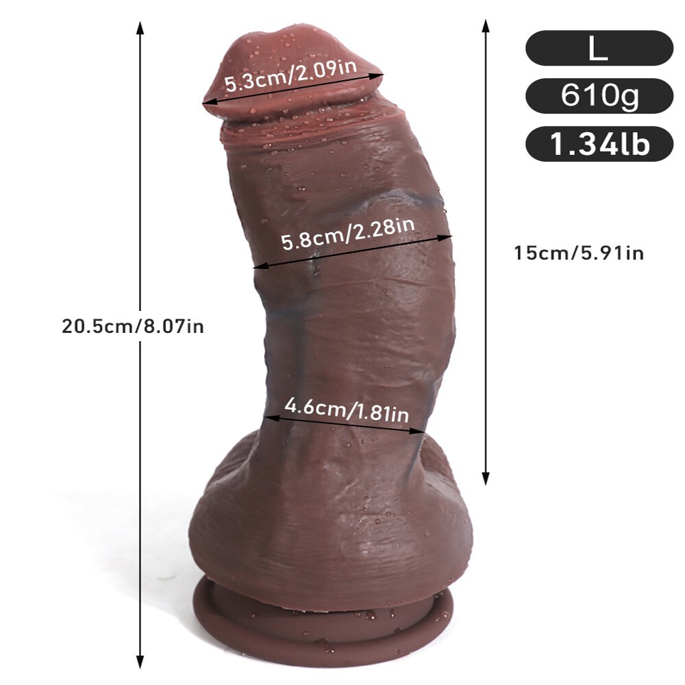 Chocolate Cock 8 Inch Realistic Dildo Black BBC Dong Big Fat Thick Girth Sex Toy