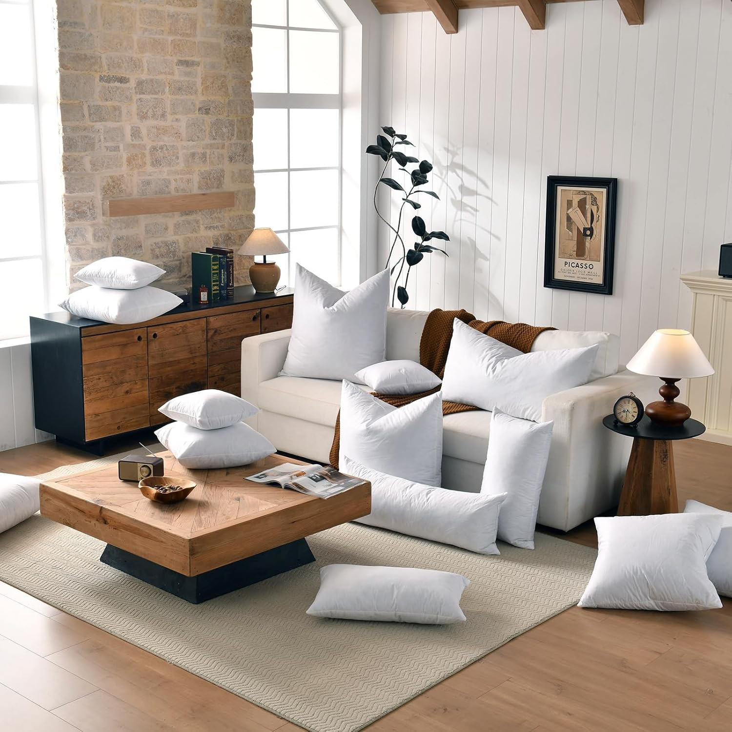 18X18 Decorative Throw Pillow Inserts-Down Feather Pillow Inserts-Square-Cotton