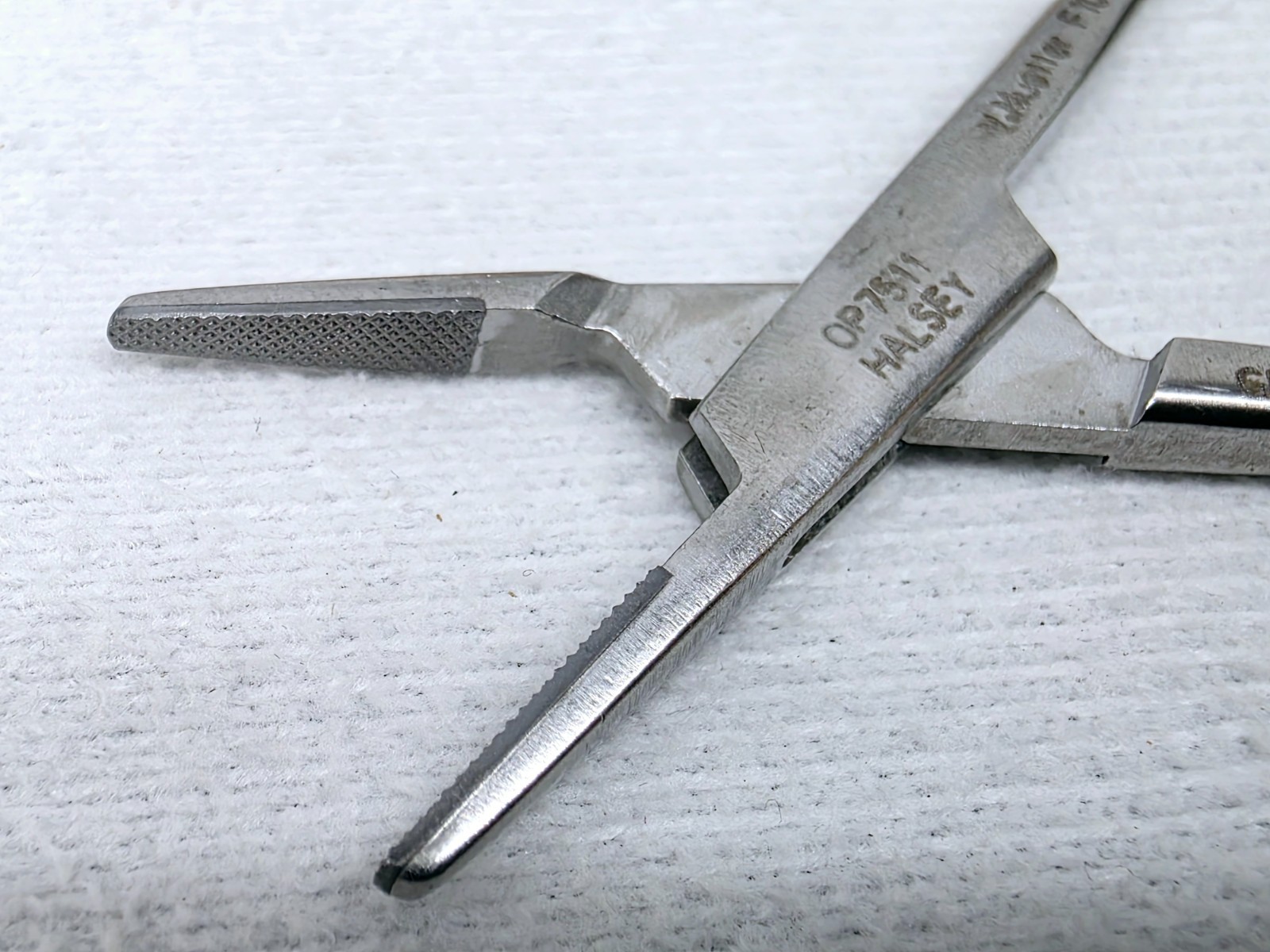 V. Mueller OP7511 Halsey Needle Holder TC 4.75" Serrated - Ultrasonic Cleaned