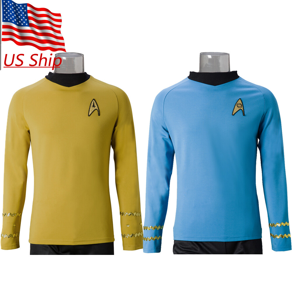 Cosplay The Original Series Kirk Gold Spock Blue Red Shirt TOS Starfleet Uniform