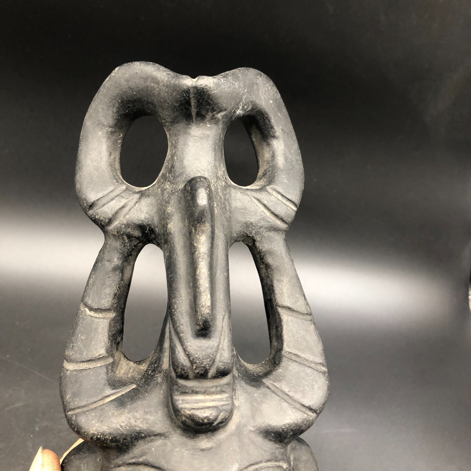 Old HongShan Culture Meteorite Jade Hand-Carved Sun God Helios&Pig Dragon Statue