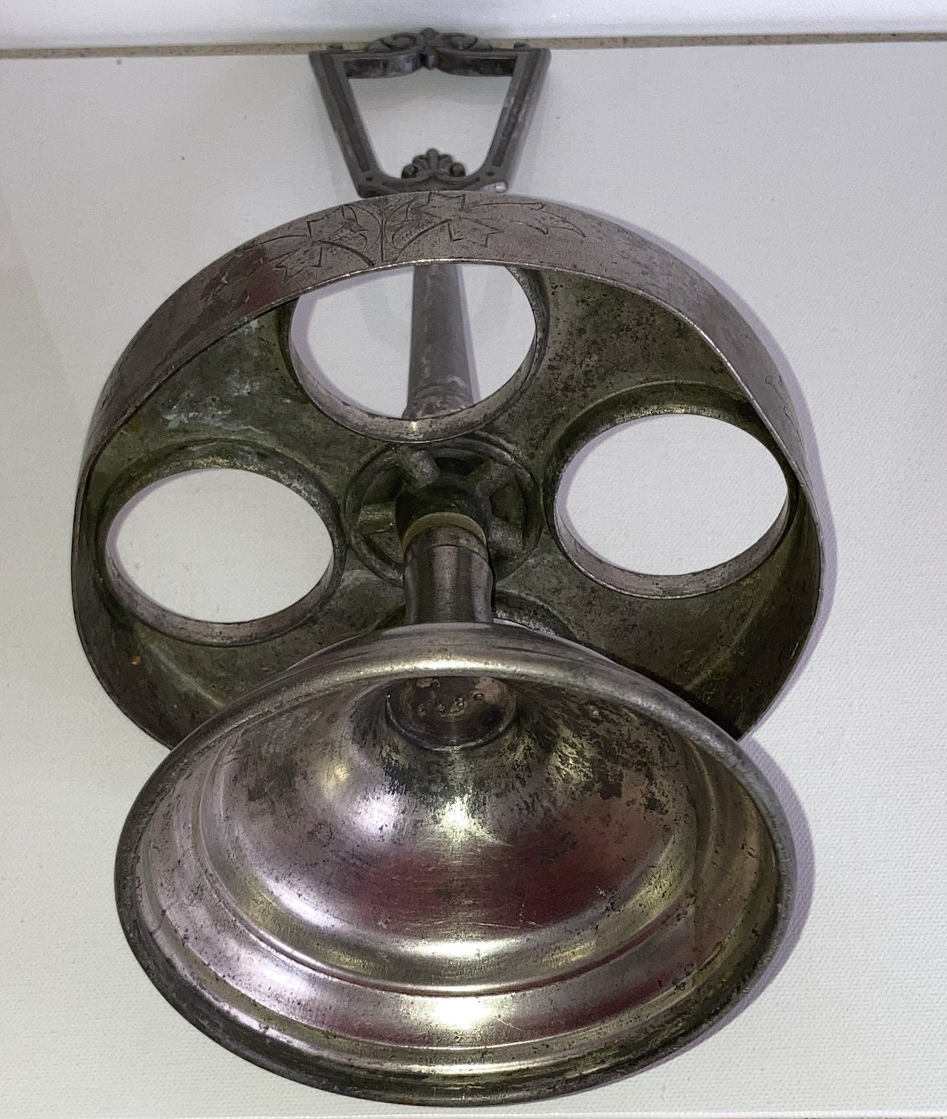 Vintage Etched Glass Cruet Silver-plate Castor Set Condiment Caddy Shaker Stand