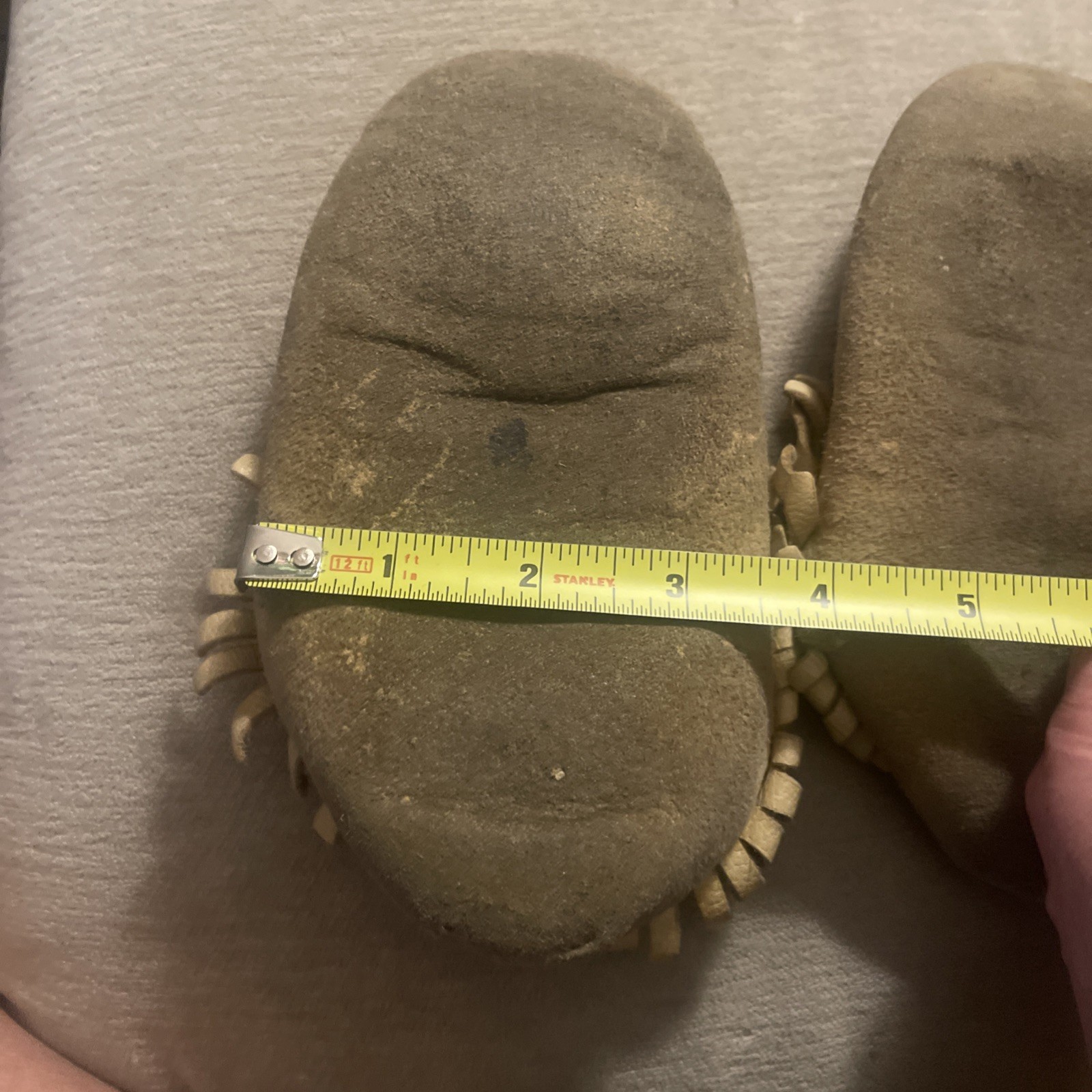 Vintage Native American Indian Child Leather Moccasins Glass Bead Work Used Worn