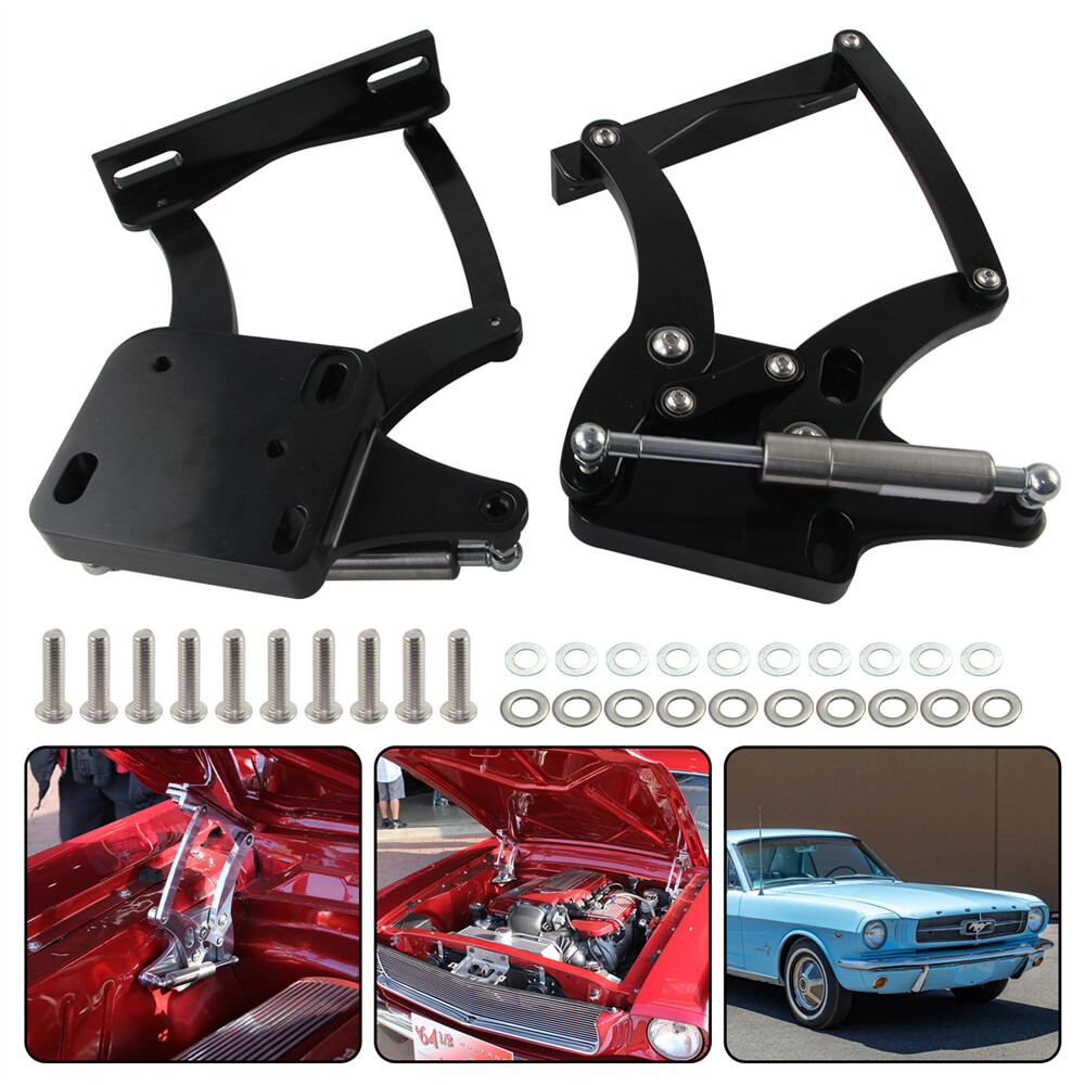 Billet Hood Hinge Kit Left and Right Side For Ford Mustang 1964-1966 Black