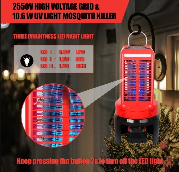 Mellif 20V Cordless Hybrid Mosquito Bug Zapper FOR Milwaukee 18V NO Battery