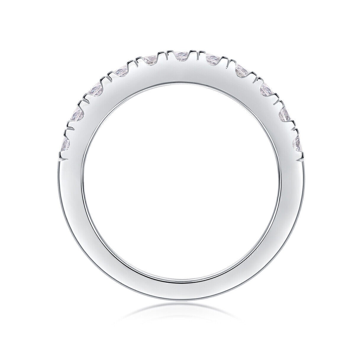 Real VVS Moissanite Half Eternity Band Channel Set Wedding Ring 925 Silver 2.5mm