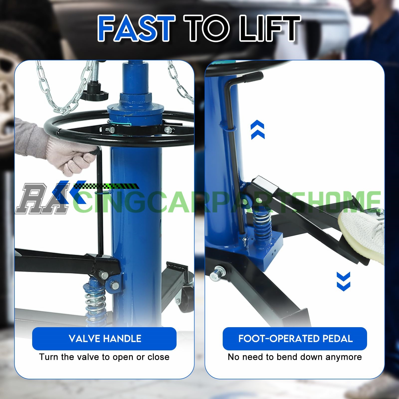 35"-72" Adjustable Height Hydraulic Transmission Jack 1660lbs / 0.75T Lift Hoist