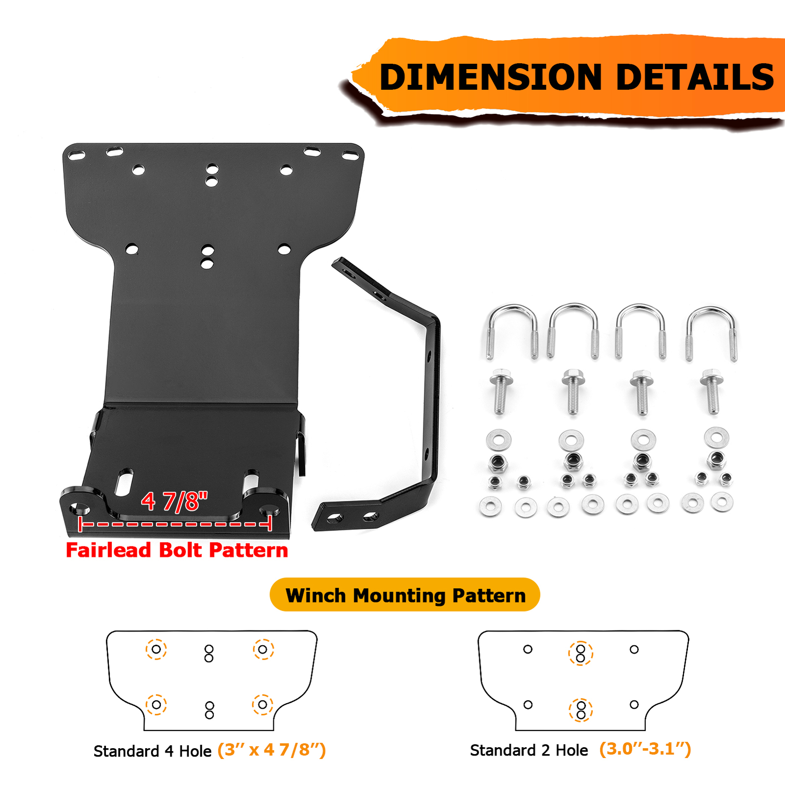 Heavy-Duty Steel ATV Winch Mounting Plate Fits 2000-2008 HONDA RANCHER 350/400