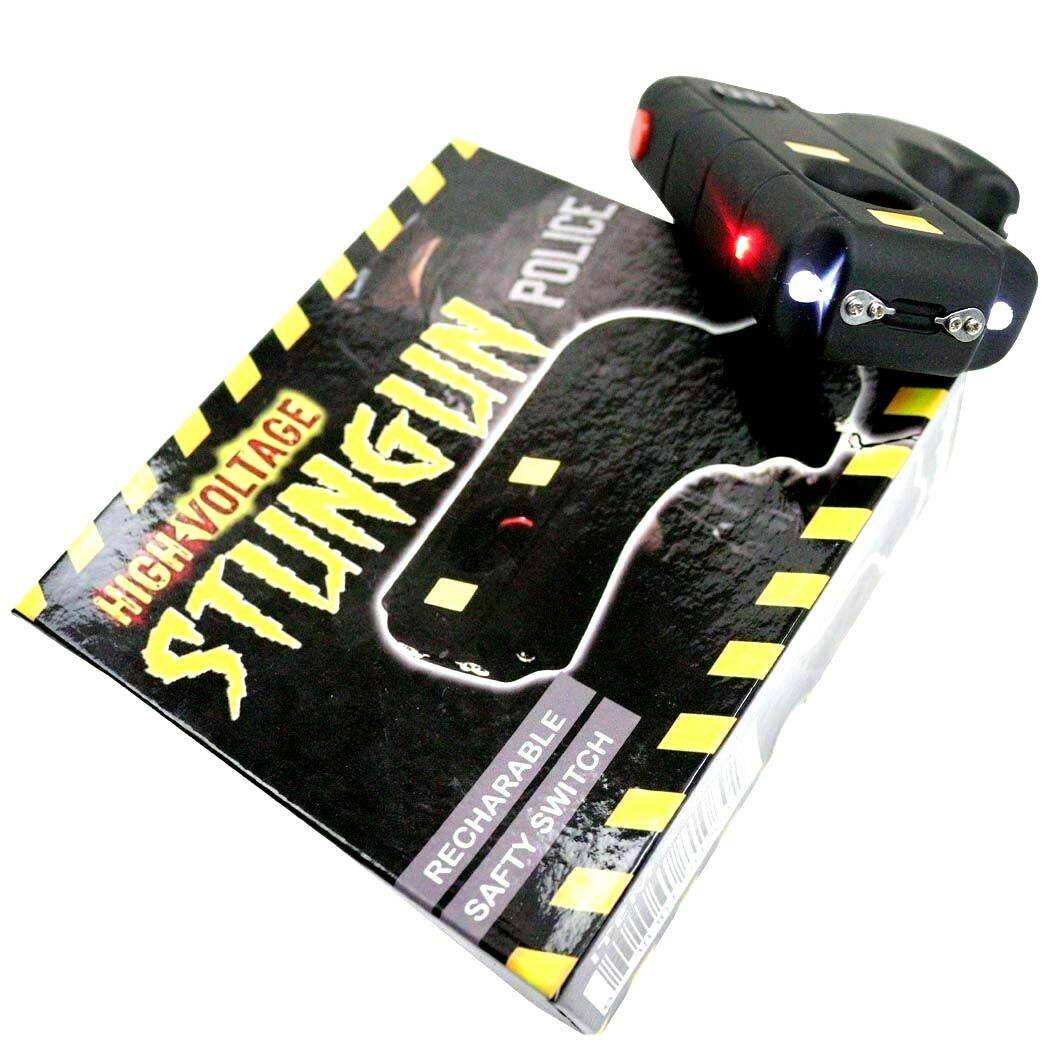 Defender Stun Gun Tactical High Powered LED Light W/ Safety Switch and Case Blac