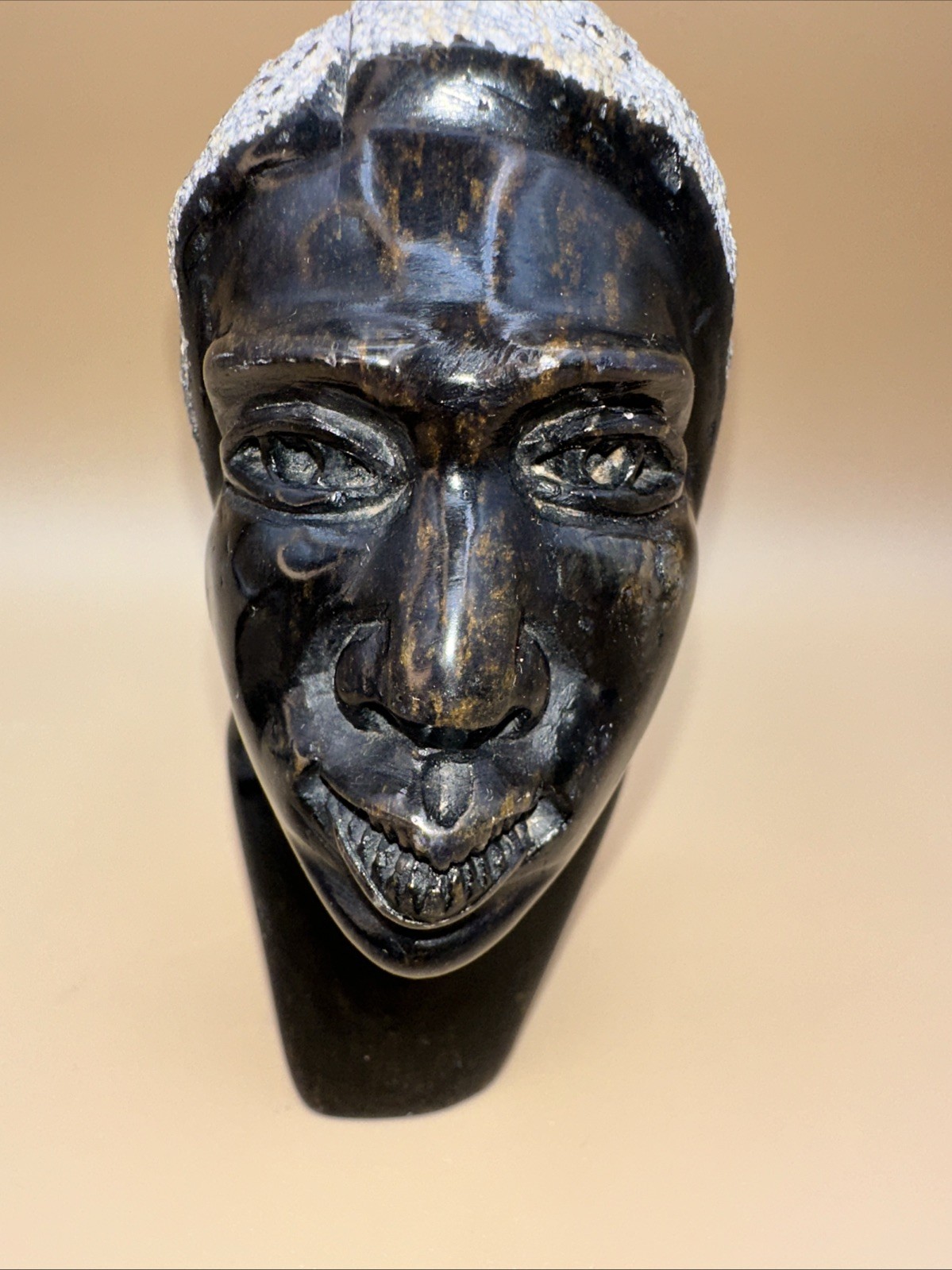 HAND-CARVED SOLID STONE AFRICAN SHONA HEAD BUST COUPLE FINELY DETAILED!