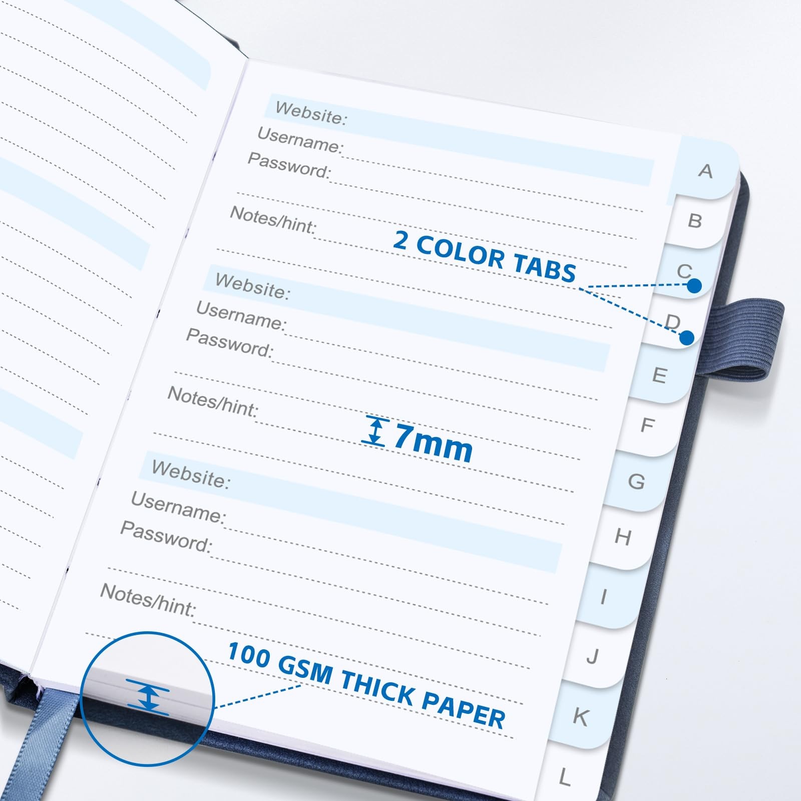 MOSA BEAR Password Keeper Book with Alphabetical Tabs，4.3"x5.7" Small Password