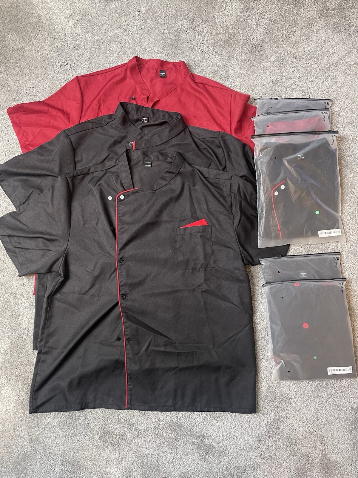 Men Chef Coats Set 8 Pieces Short Sleeve Chef Coat