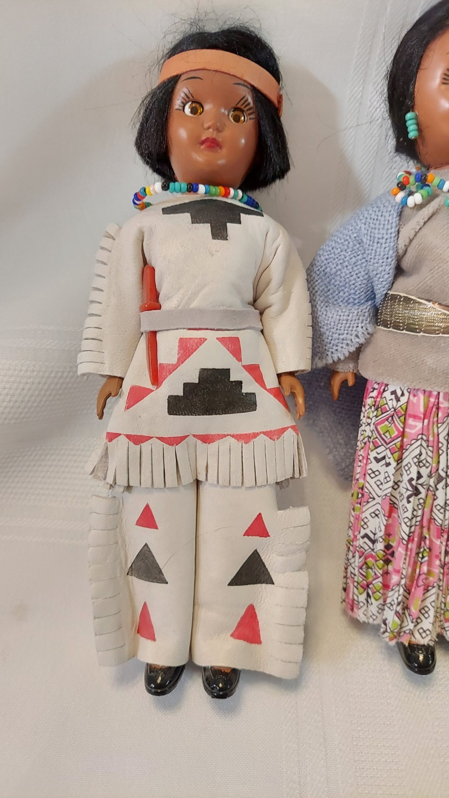 Three Vintage 7.5” Native American Dolls With Sleepy Eyes. (U12)