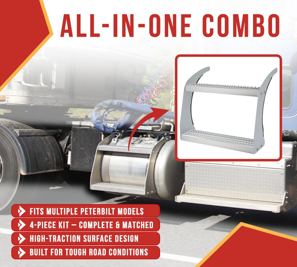 Top & Bottom Fuel Tank Step w/ Bracket Fits 23" Fuel Tank, Replaces Peterbilt...