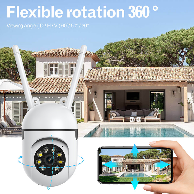 4G 1080P 360° Camara De Seguridad WIFI Inalambrica Para Casa Exterior Con Audio